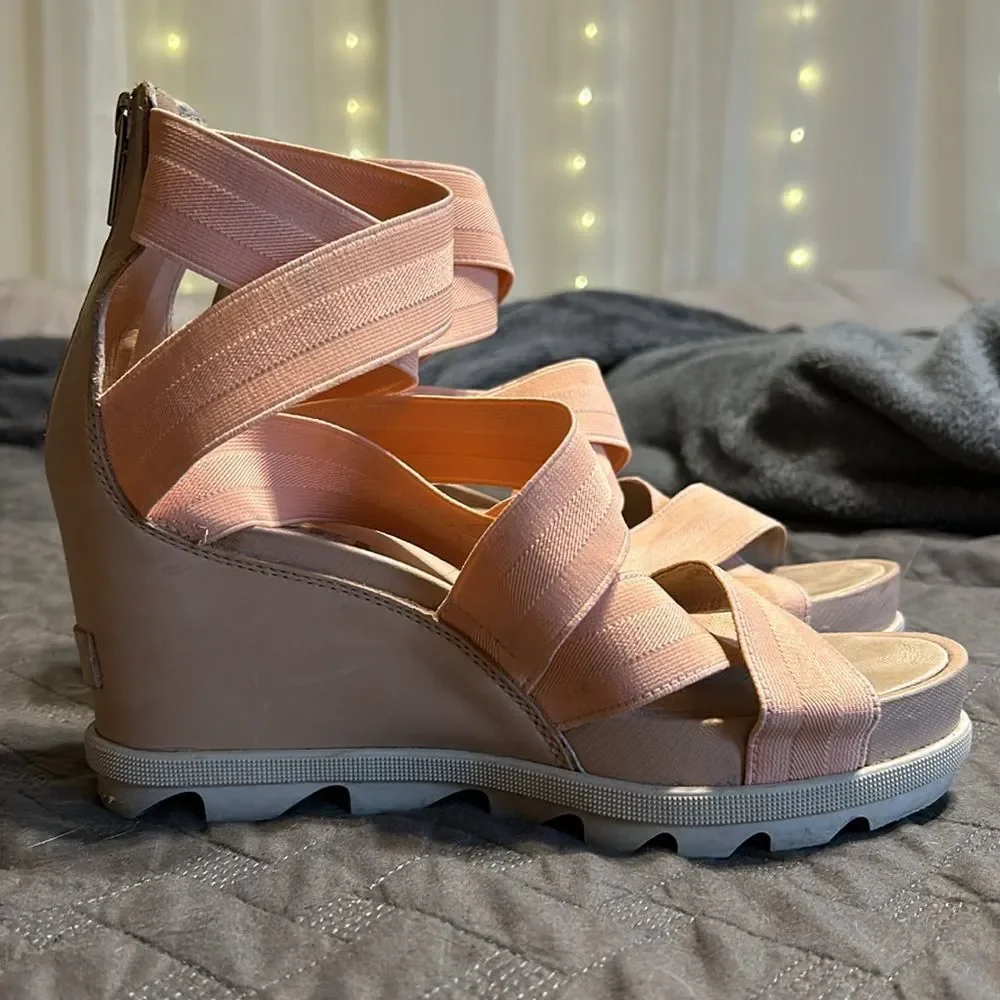 Sorel Leather Joanie II Platform Wedge Sandals 9